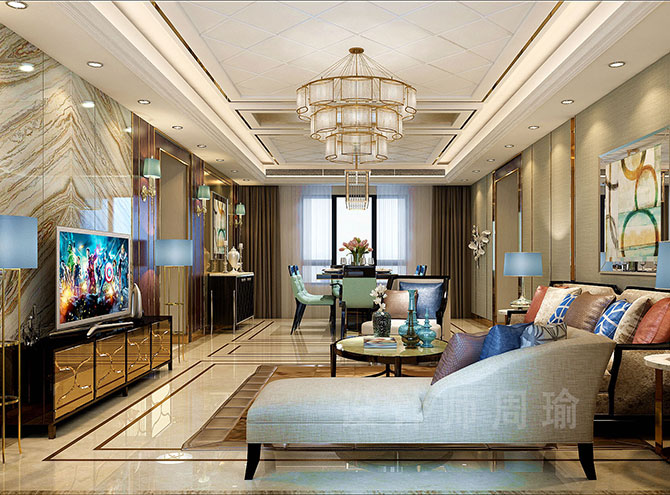 骚屄视频世纪江尚三室两厅168平装修设计效果欣赏